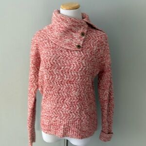 Banana Republic red and white snap up turtleneck sweater- size medium